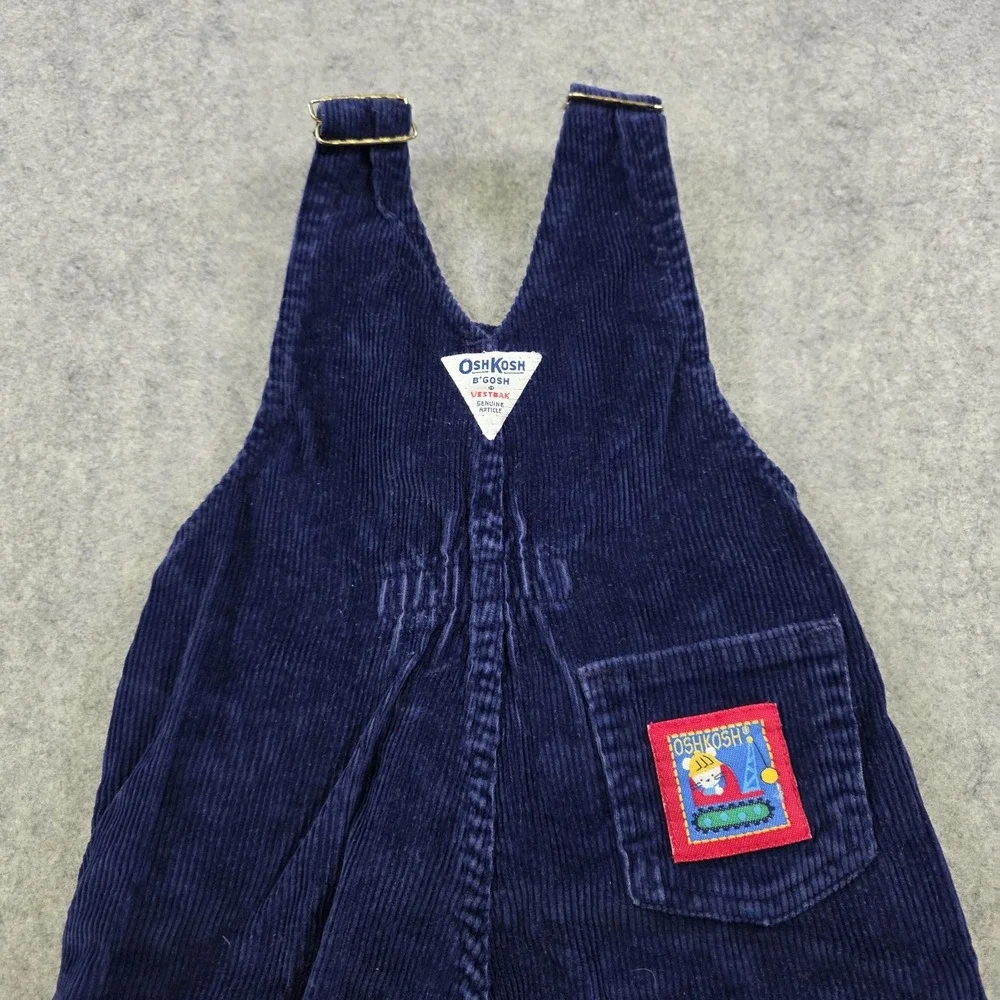 Vintage OshKosh B'gosh Overalls Toddler 2T Blue Corduroy Bib Snap Leg Made USA